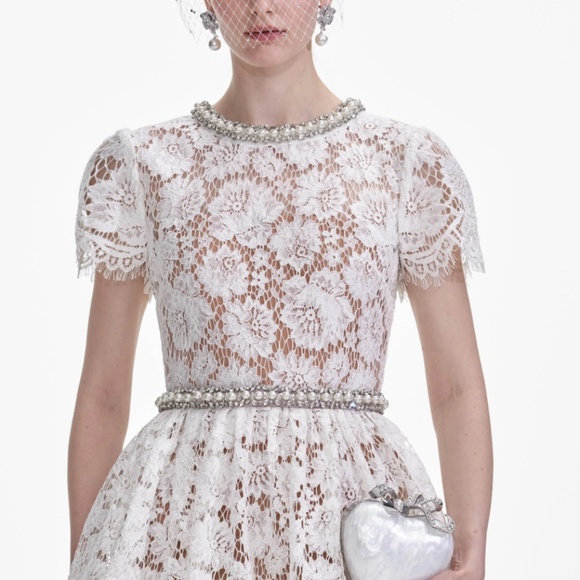 self-portrait White Tiered Lace Maxi Dress Size MSRP $725 -  NWT - Picture 4 of 9